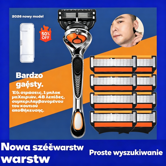 🪒【2 stojak + 24 ostrze + 2 kremy do golenia✨】Zestaw wkładów do maszynki do golenia dla mężczyzn-Z pudełkiem do przechowywania