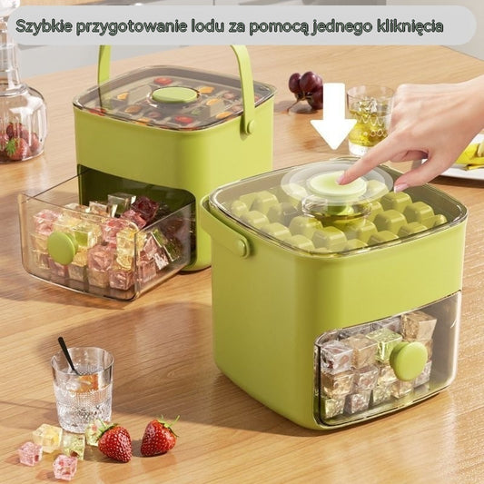 🧊 【Najpopularniejszy produkt lata 2026】✨Tacka na lód z pokrywką: umożliwia wytwarzanie i przechowywanie lodu, nadaje się do użytku na zewnątrz - Szybka kostkarka do lodu