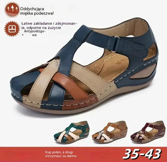 🔥Oferta ograniczona czasowo🔥 Sandały damskie na lato, wykonane z miękkiej skóry, z grubą podeszwą