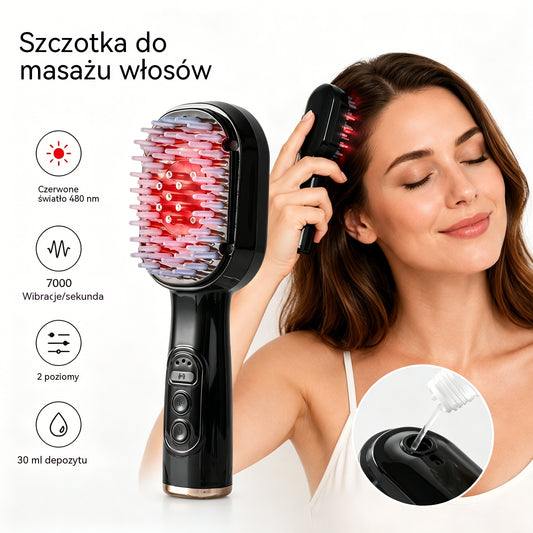 💆♀️Grzebień do masażu skóry głowy, wielofunkcyjny aplikator olejków eterycznych i urządzenie wspomagające porost włosów.