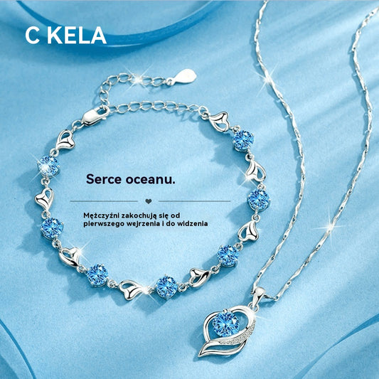 ✨✨【Kup 1, otrzymaj 1 gratis】💎💎Zestaw bransoletki i naszyjnika ze srebra 925 – Heart of the Ocean ✅️Płatność przy odbiorze ✅️2 artykuły ze zniżką 70%