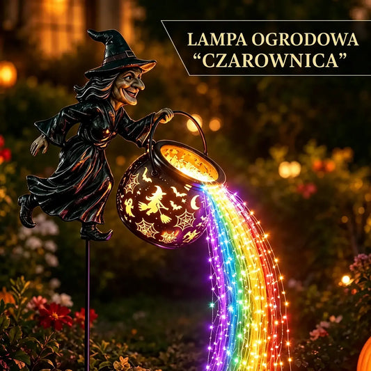 🧙♀️🎃 Lampa ogrodowa w kształcie kociołka czarownicy z oświetleniem LED – efektowna dekoracja zewnętrzna 🔮✨