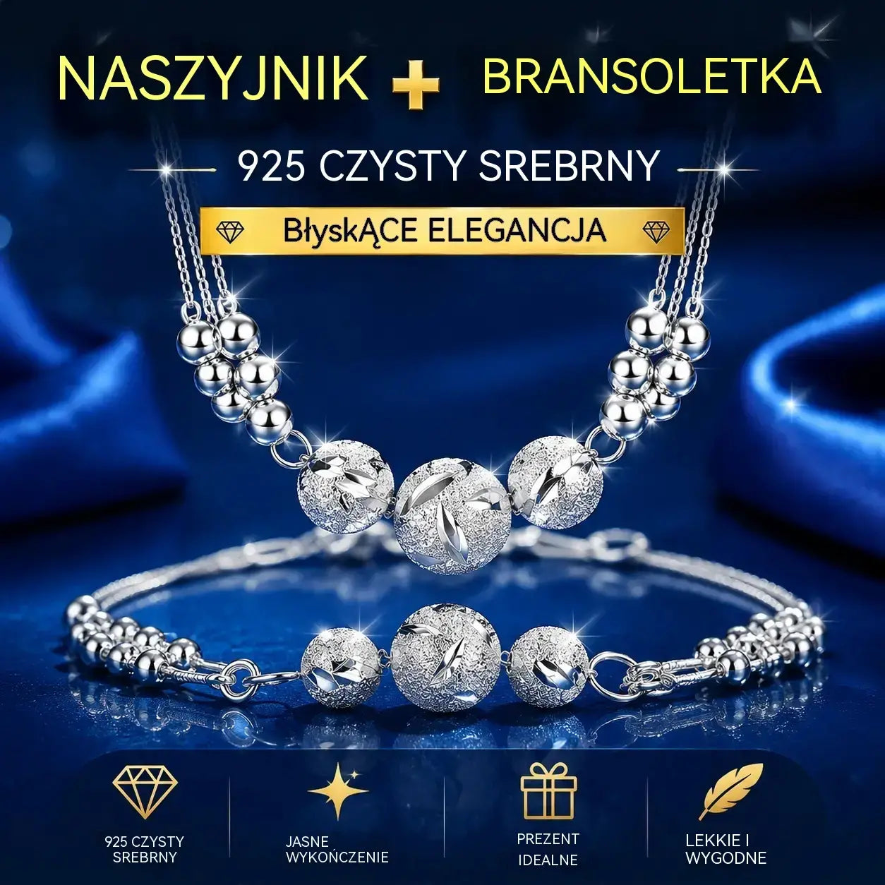 💎 1+1 GRATIS! 🥰【Naszyjnik + Bransoletka】✨Zestaw biżuterii ze srebra z grawerowanym naszyjnikiem