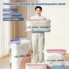 👕📦【Zestaw 5 sztuk!21.8 zł / sztuka】Worki próżniowe do kompresji ubrań, nie wymagają pompki | Dwuwarstwowy pasek uszczelniający o pogrubionej konstrukcji zapobiegający pękaniu i przeciekaniu.