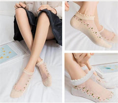 😍Oferta specjalna: 30% zniżki! 💐【Opakowanie 7 par】🧦Letnie oddychające skarpetki w kwiaty Materiał: bawełna