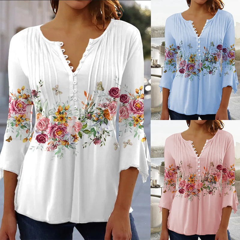 🔥Oferta ograniczona czasowo🔥Moda damska Koszulka z nadrukiem V-neck