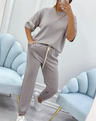 ⏳ Oferta ograniczona czasowo! ⏰Damski zestaw casualowy z jednolitym topem i spodniami