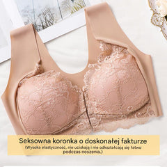 💖【Zestaw 5-częściowy】😍🩲Biustonosz z efektem uniesienia i piękną koronką na plecach, duży rozmiar, z wycięciem push-up i zapięciem z przodu【40-100 kg】
