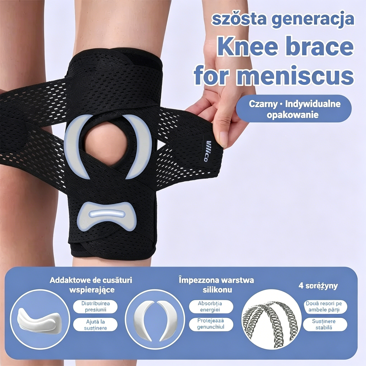 🦵Kup 1, Otrzymaj 1 Gratis! — 🔥【Genunchier 6. generacji, ulepszona wersja】 Stabilizator kolana na łąkotkę – oddychający, cienki i lekki