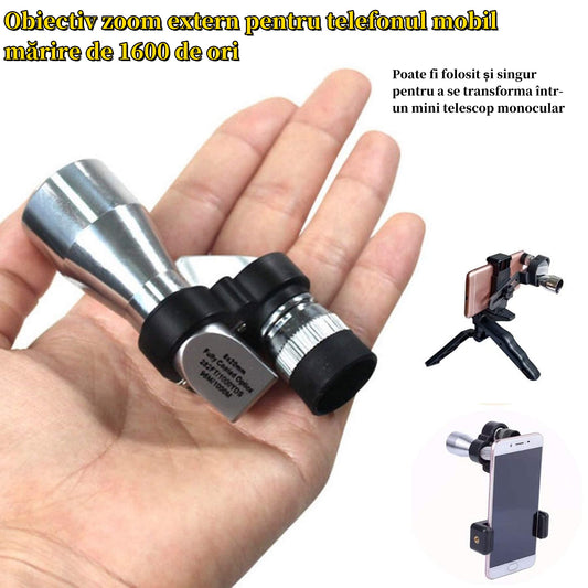 🔭[Mały metalowy monokular narożny + klips do telefonu komórkowego + statyw] Przenośny mikroskop Mini metalowy monokular narożny