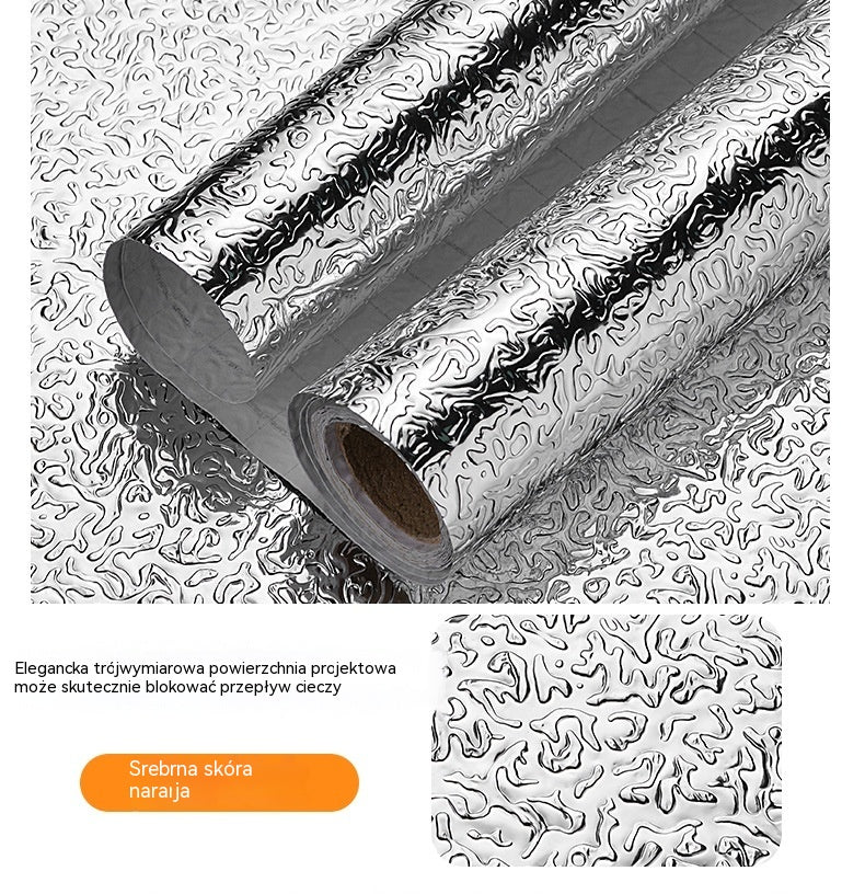 ✨【40 cm × 5 m】Samoprzylepna folia aluminiowa do kuchni 🛡️ Odporna na tłuszcz i ciepło, łatwa do czyszczenia
