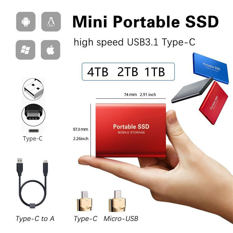 📣【128T】【Mały zewnętrzny przenośny dysk SSD】👍Szybka prędkość transferu, niewielkie rozmiary, lekka konstrukcja, odporność na wstrząsy, stabilność