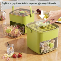 🧊 【Najpopularniejszy produkt lata 2026】✨Tacka na lód z pokrywką: umożliwia wytwarzanie i przechowywanie lodu, nadaje się do użytku na zewnątrz - Szybka kostkarka do lodu