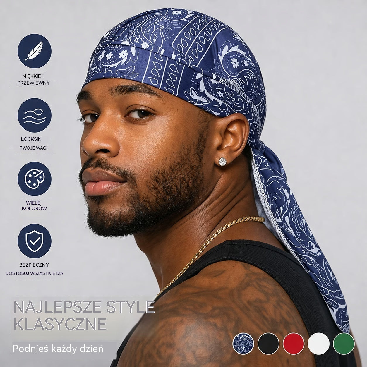 🏝【Zestaw w atrakcyjnej cenie – 5 sztuk】Elegancka czapka/chusta w stylu retro, wykonana z przewiewnego jedwabiu