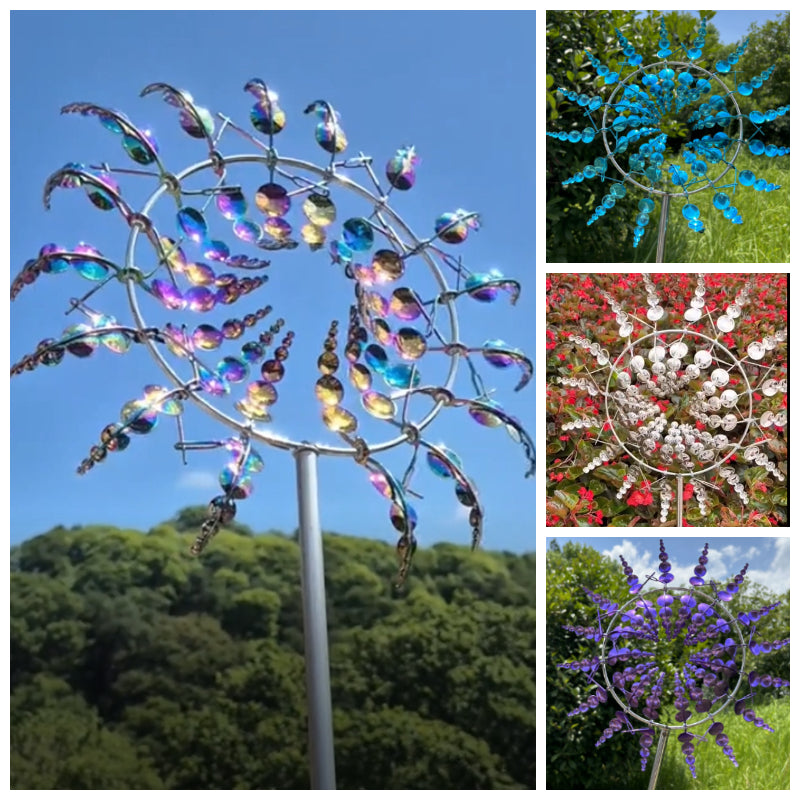 📣【Dekoracje ogrodowe】🌈【Dostępnych 6 kolorów】🌻 Żelazna metalowa ozdoba sci-fi fantasy na patio, wiatrak ogrodowy ( 30*96.5cm)