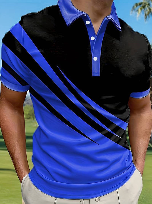 🔥【Kup 1, odbierz 1 gratis】👔【S-6XL】Męska nowa letnia koszulka POLO w paski z nadrukiem 3D