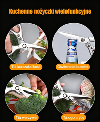 ✂️🐔【Kup 1, a 1 dostaniesz gratis!】Wielofunkcyjne nożyczki kuchenne ze stali nierdzewnej – z twardym ostrzem, idealne do krojenia kości kurczaka itp.! Można nimi również otwierać butelki i skrobać łuski ryb.