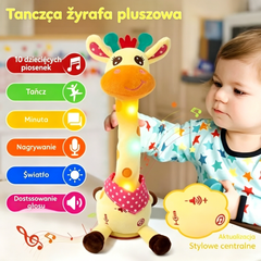 🦒👼Interaktywna pluszowa żyrafa, 🎵słodki mały towarzysz, który będzie śpiewał razem z Tobą.