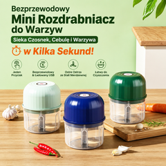 🔥2 sztuki za 109 zł!⏱️🥕 Posiekaj Warzywa w Kilka Sekund – Bezprzewodowy Mini Siekacz!