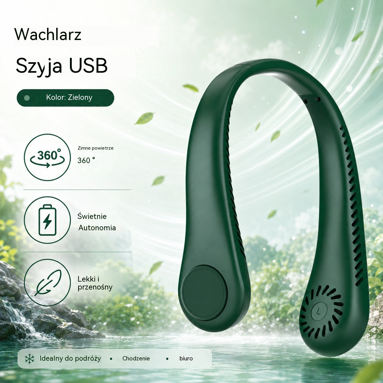 💨 Wentylator na szyję 360° – cichy, lekki i idealny na lato 🌞