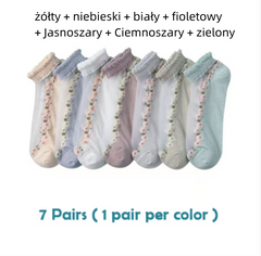 【🔥Kup 7, a otrzymasz 7 gratis】💐【7/14 par】🧦 letnich oddychających skarpet w kwiaty Materiał: bawełna