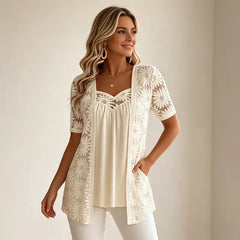 👚 Eleganckie bluzki 2 w 1 z koronką i siateczką – model wyszczuplający brzuch, 5 kolorów, rozmiary S-4XL! 🌸✨