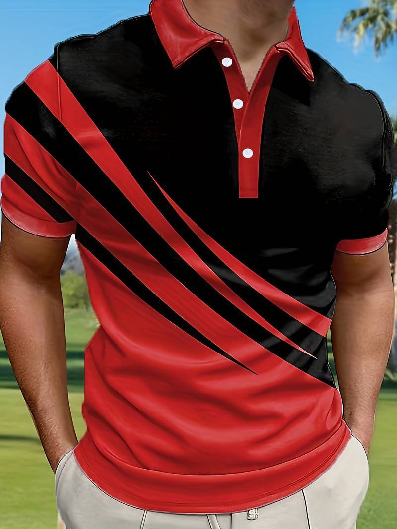 🔥【Kup 1, odbierz 1 gratis】👔【S-6XL】Męska nowa letnia koszulka POLO w paski z nadrukiem 3D