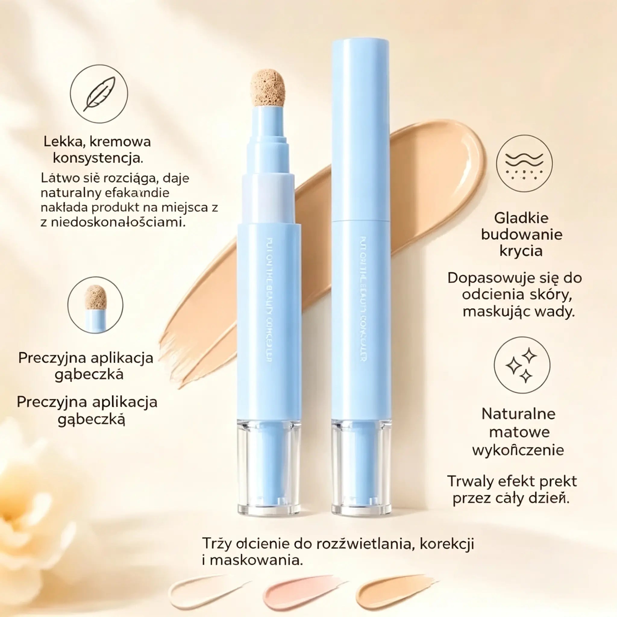 🔥 2 sztuki za tylko 89 zł! KUP 1, DRUGI GRATIS 🎁💄 Wielofunkcyjny nawilżający korektor w pisaku