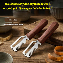 ✅ Kup 1, a dostaniesz 3 (łącznie 4 sztuki) 🧅🔪 Wielofunkcyjny nóż do obierania 3 w 1: czyści, kroi warzywa i otwiera butelki! 🔥