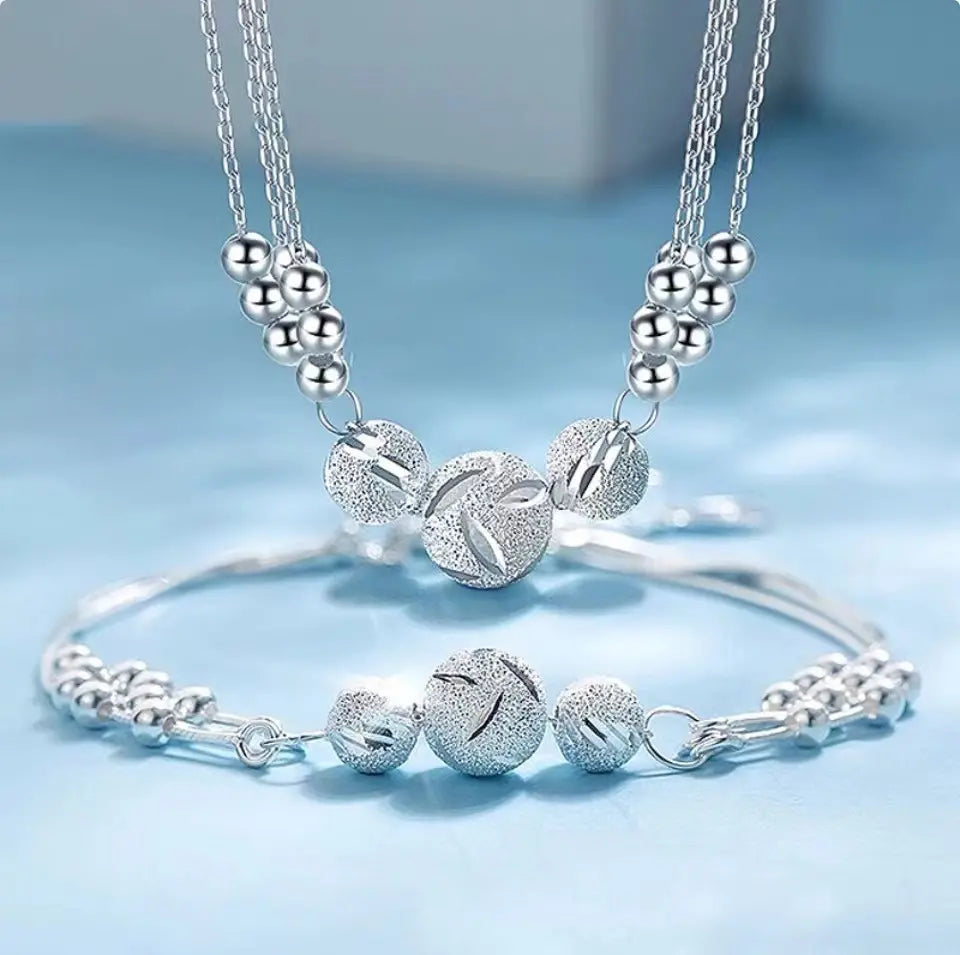 💎 1+1 GRATIS! 🥰【Naszyjnik + Bransoletka】✨Zestaw biżuterii ze srebra z grawerowanym naszyjnikiem