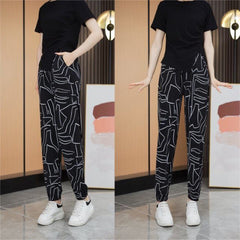 🔥Oferta ograniczona czasowo🔥[S-4XL]Modne obcisłe spodnie z nogawkami wiosna i lato casual duży rozmiar【45-95kg】