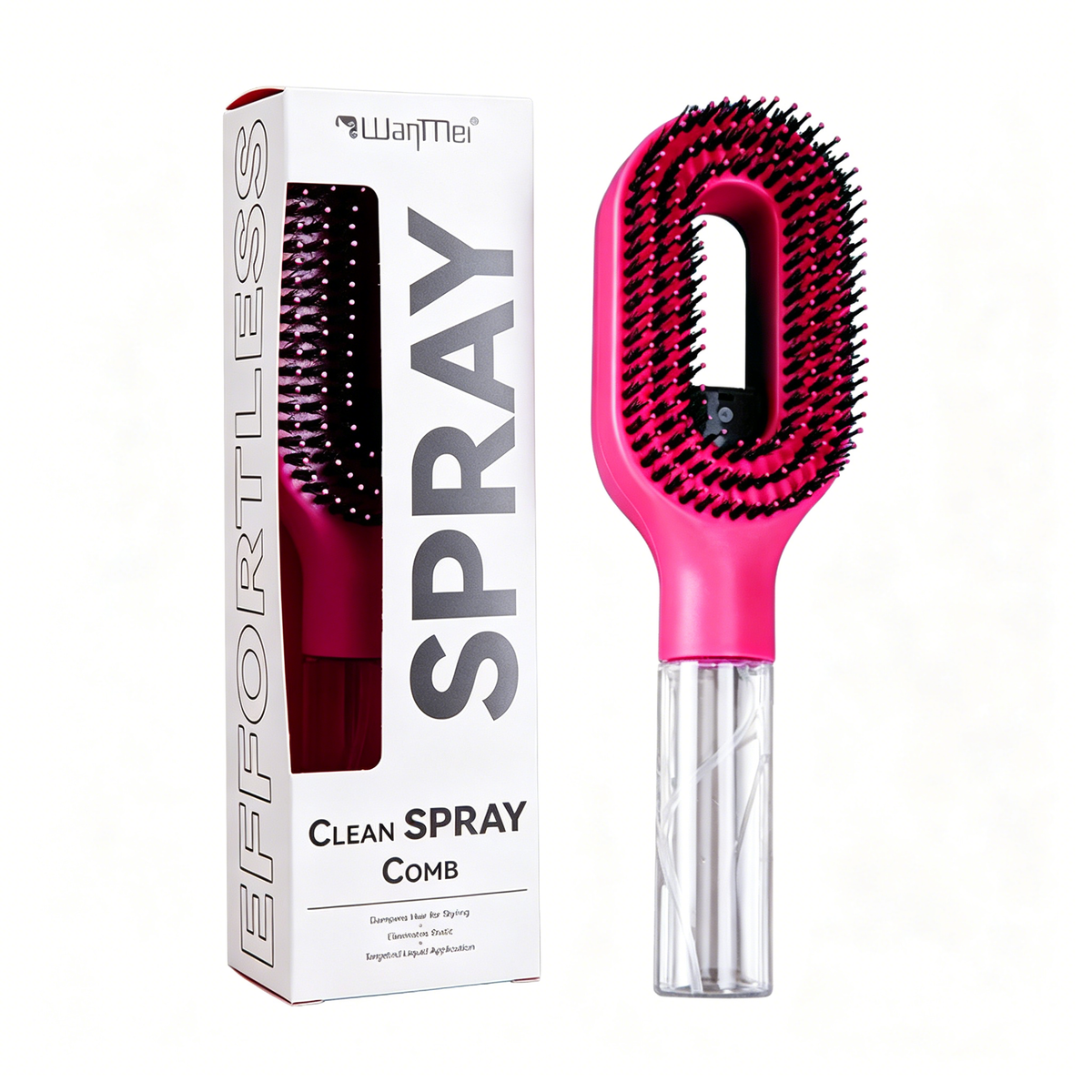 💖💨Grzebień z funkcją spryskiwania jednym przyciskiem, który skutecznie zapobiega plątaniu się włosów.