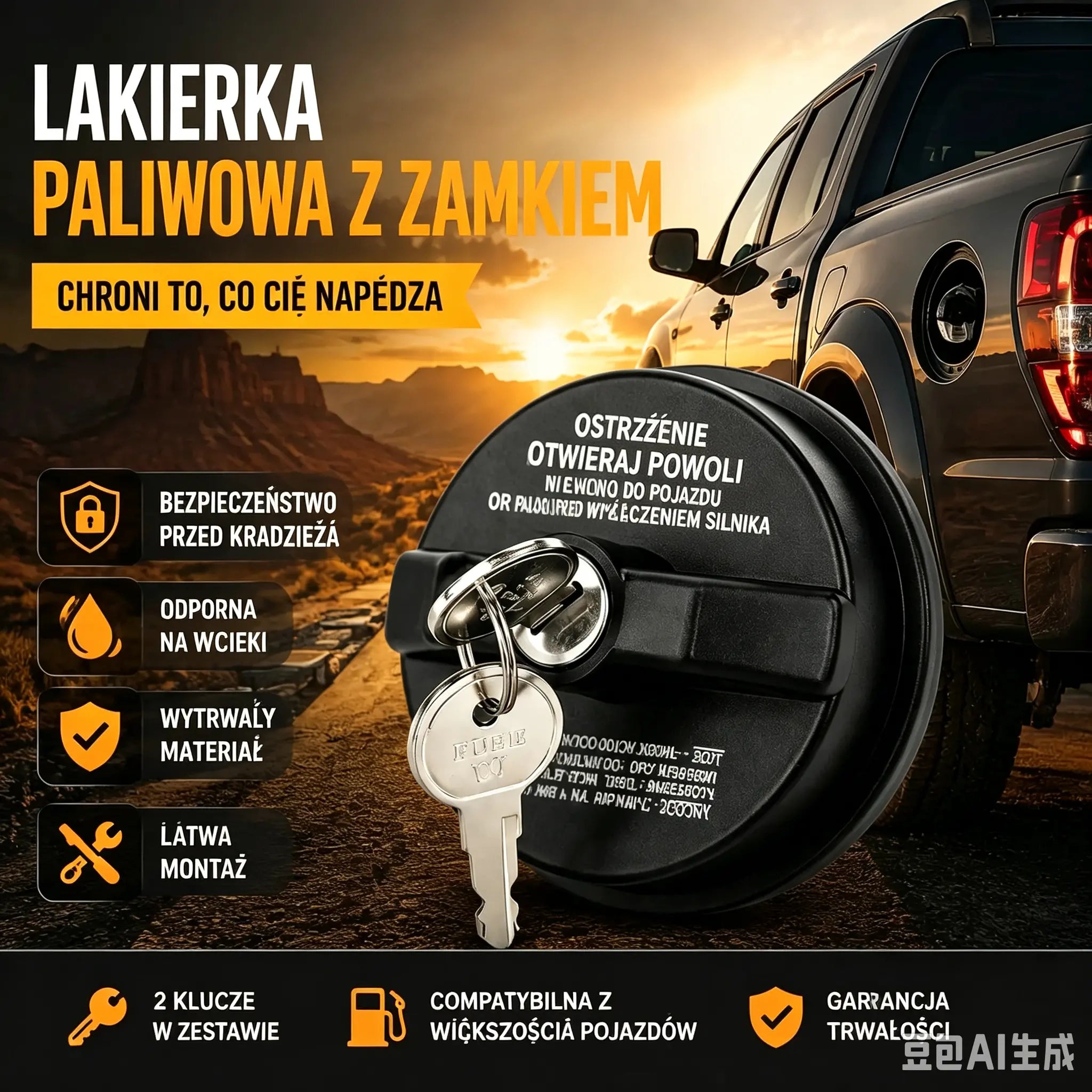 🚗🔐 Chroń swoje paliwo! Wytrzymały korek wlewu paliwa z zamkiem na klucz – skuteczna ochrona przed kradzieżą i niepowołanym dostępem**