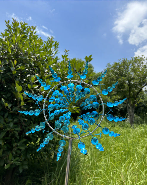 📣【Dekoracje ogrodowe】🌈【Dostępnych 6 kolorów】🌻 Żelazna metalowa ozdoba sci-fi fantasy na patio, wiatrak ogrodowy ( 30*96.5cm)