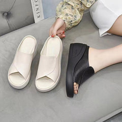🔥【😍30% zniżki!】[obcas 5,5 cm] Klapki na koturnie z miękką podeszwą 【35-42】