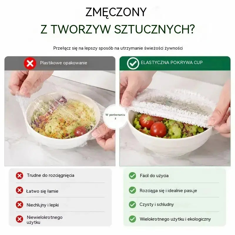 🔥 KUP 1, OTRZYMAJ 2 GRATIS! 🎁 Łącznie 300 szt. | Elastyczne jednorazowe osłonki na żywność 🍽️ Do misek i talerzy