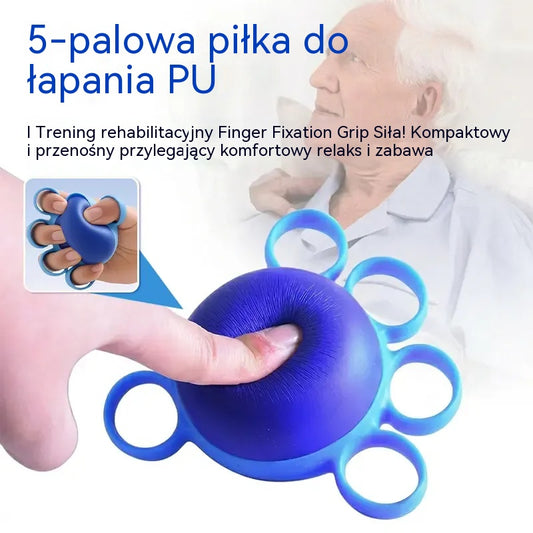 Piłka ortopedyczna do rehabilitacji palców i dłoni, z pierścieniami mocującymi, urządzenie do ćwiczeń siłowych i ruchowych dla osób starszych lub po udarze