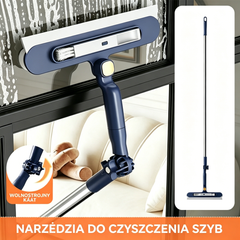 🧼✨ 【Kup 1, a 1 dostaniesz gratis!59.5zł / sztuka】Dwustronna myjka do okien 2 w 1, rozkładana i obrotowa, ze wbudowaną szczotką do szczelin | Nadaje się do okien/balkonów/łazienek i innych zastosowań, czyść bez pozostawiania śladów wodnych