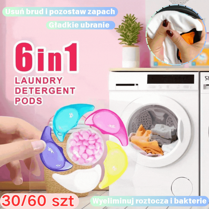 ✨👚【60 szt】✨Kulki zapachowe do prania 6 w 1. Usuwają plamy i pozostawiają zapach, eliminują roztocza i bakterie