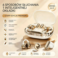 Słuchawki douszne bezprzewodowe GT699S 6 w 1 z wieloma stylami i etui awaryjnym ✨