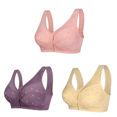 ✨【3 sztuk - 36 zł / sztuka】💞[40–105 kg] Damski biustonosz bez fiszbin z zapięciem z przodu🎉100% bawełna, oddychający