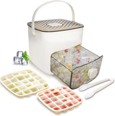 💥🥤🧊 Promocja -50%! Lodówka do przechowywania lodu: wytwarza 48 kostek lodu naraz, szczelna, nieprzeciekająca pokrywa górna, konstrukcja do układania w stosy, oszczędza miejsce, w zestawie łopatka i szczypce do lodu 🏖️✅