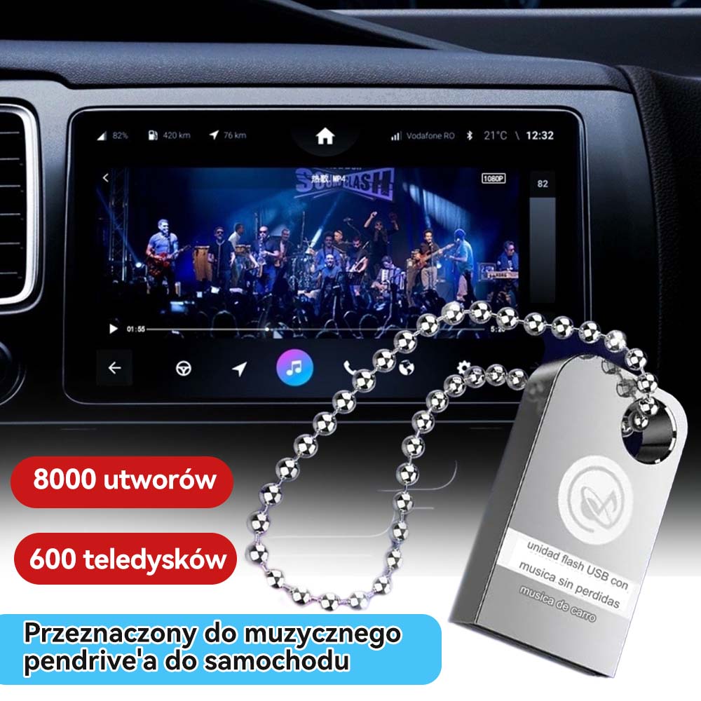 【Music U Disk】 Zawiera 8000 utworów, 600 MV, efekty dźwiękowe 6D [64G]
