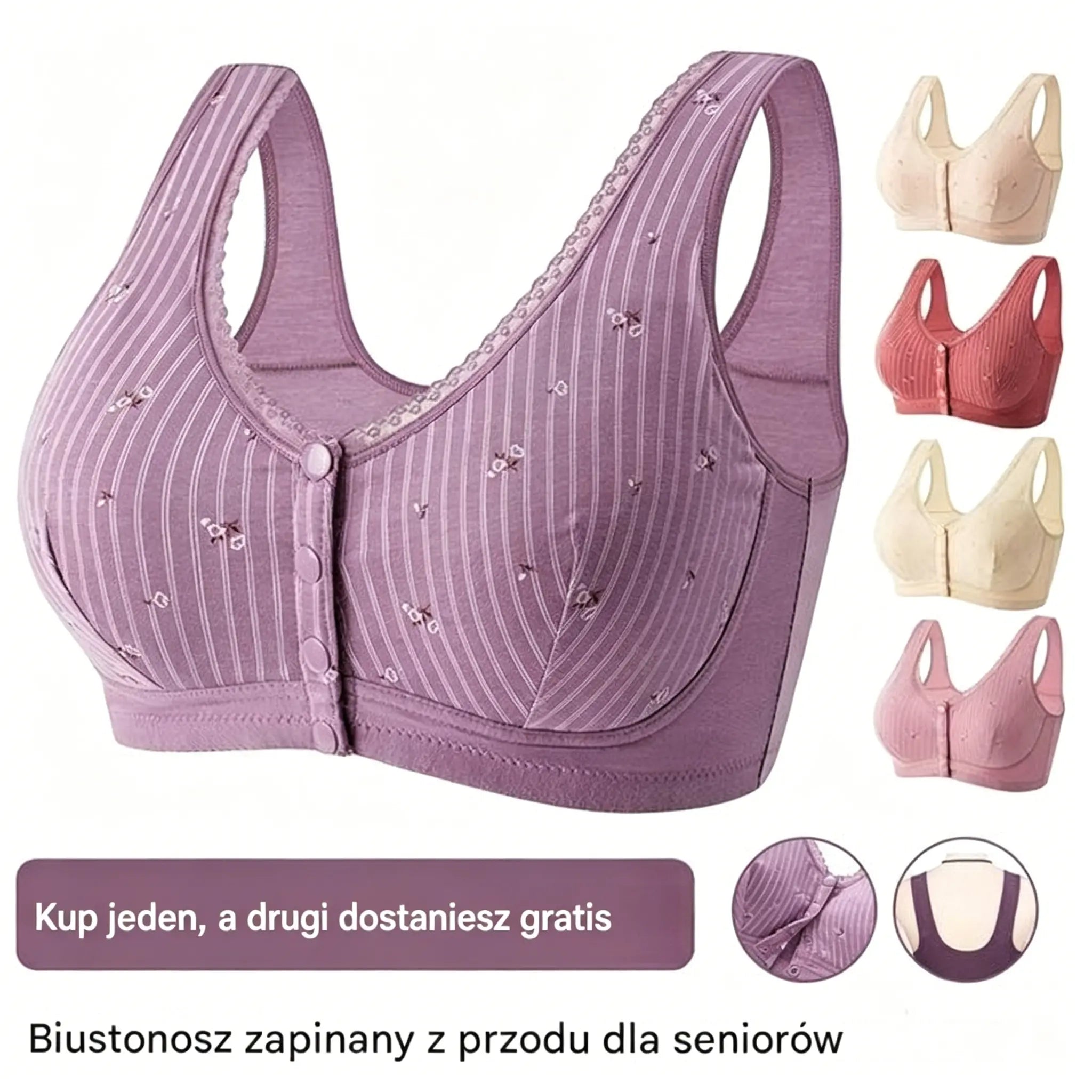 🎁 KUP 1 + 1 GRATIS! 💕 Biustonosz Bez Fiszbin dla Dużego Biustu – Oddychający, Bezszwowy i Bez Bolesnego Ucisku