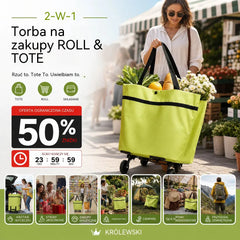 1 szt. tylko 109 zł 🔥 Torba i wózek 2w1 🛒🎒 Składana, lekka i wygodna – koniec z dźwiganiem ciężkich zakupów!