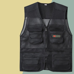 [XL–4XL] Męska kamizelka z wieloma kieszeniami 🔥 Z oddychającej siateczki, prosta i praktyczna, dostępna w dużych rozmiarach