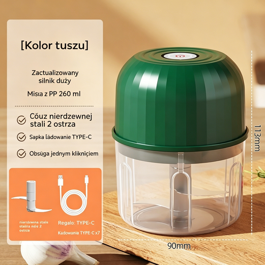 🔥2 sztuki za 109 zł!⏱️🥕 Posiekaj Warzywa w Kilka Sekund – Bezprzewodowy Mini Siekacz!