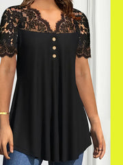 🔥【S-2XL】💖🎁Nowy koronkowy top z dekoltem w serek i krótkimi rękawami na wiosnę/lato 2026