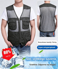 [XL–4XL] Męska kamizelka z wieloma kieszeniami 🔥 Z oddychającej siateczki, prosta i praktyczna, dostępna w dużych rozmiarach
