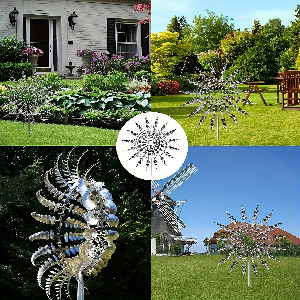 📣【Dekoracje ogrodowe】🌈【Dostępnych 6 kolorów】🌻 Żelazna metalowa ozdoba sci-fi fantasy na patio, wiatrak ogrodowy ( 30*96.5cm)